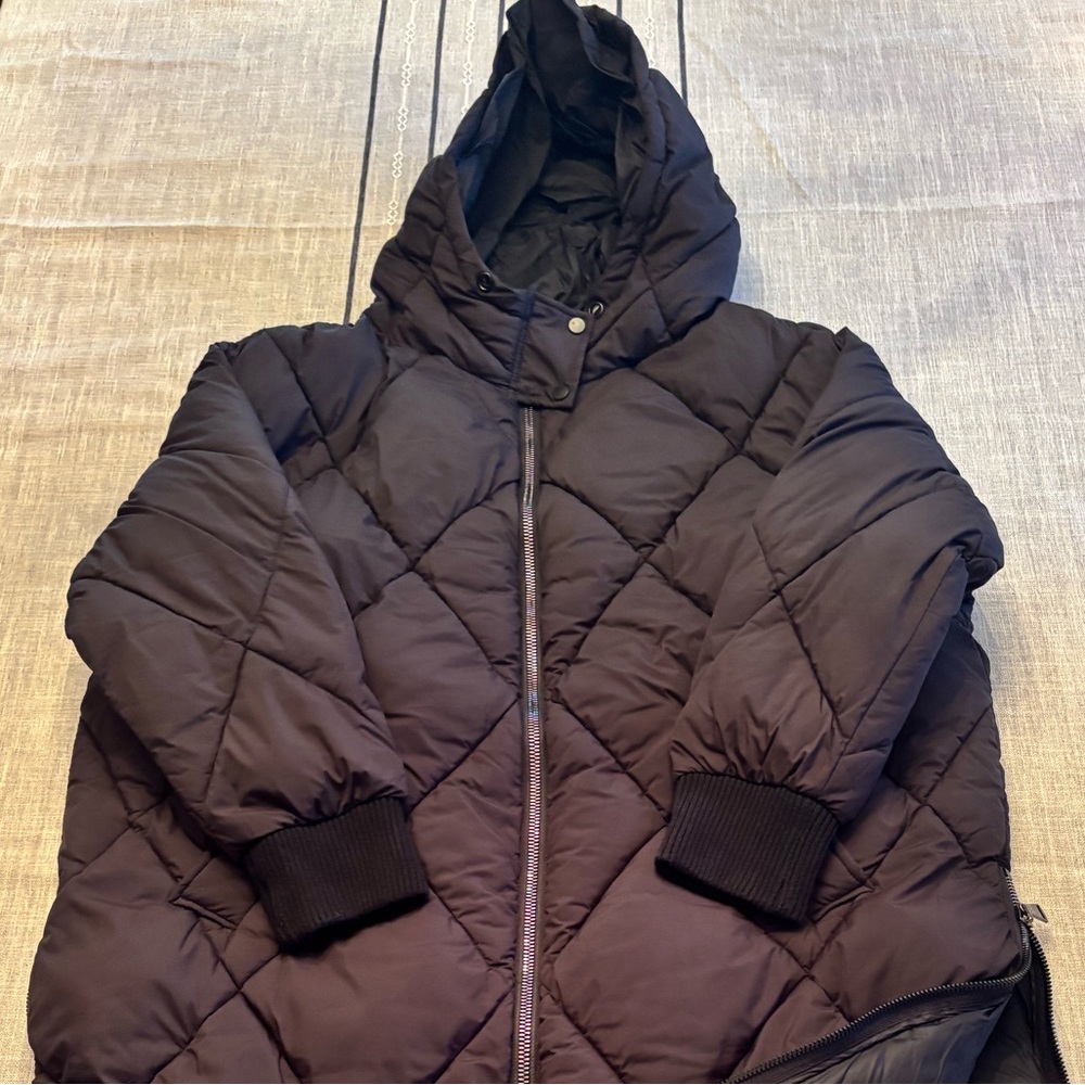 Nordstrom Black Quilted Hooded Coat